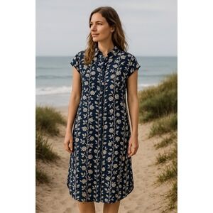 NATURAL LIFE Navy and Cream Floral Midi Dress